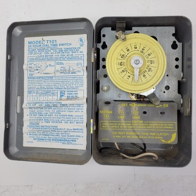 Intermatic T101 Mechanical Time Switch - Industrial Heavy Duty SPST 24Hr 120V