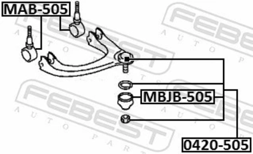 Für FEBEST 0420-505 BALL JOINT, FRONT UPPER CONTROL ARM MITSUBI - Bild 2 von 7