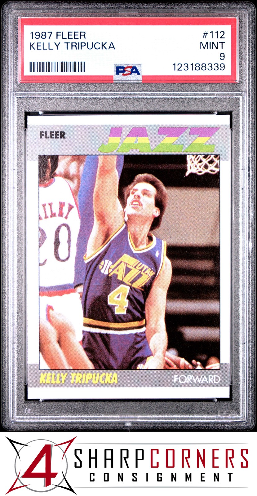 1987 FLEER #112 KELLY TRIPUCKA JAZZ PSA 9