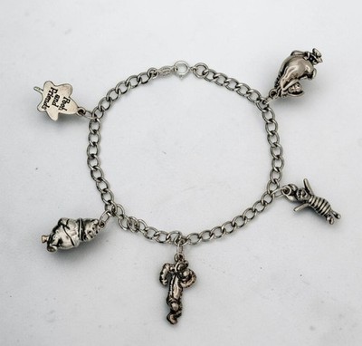 VTG Van Dell 925 Sterling Silver Disney Winnie Pooh Eeyore Charm Bracelet 7''
