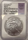 2018 AMERICAN SILVER EAGLE $1 FIRST RELEASES NGC MS 70 ELIZABETH JONES SIGNED