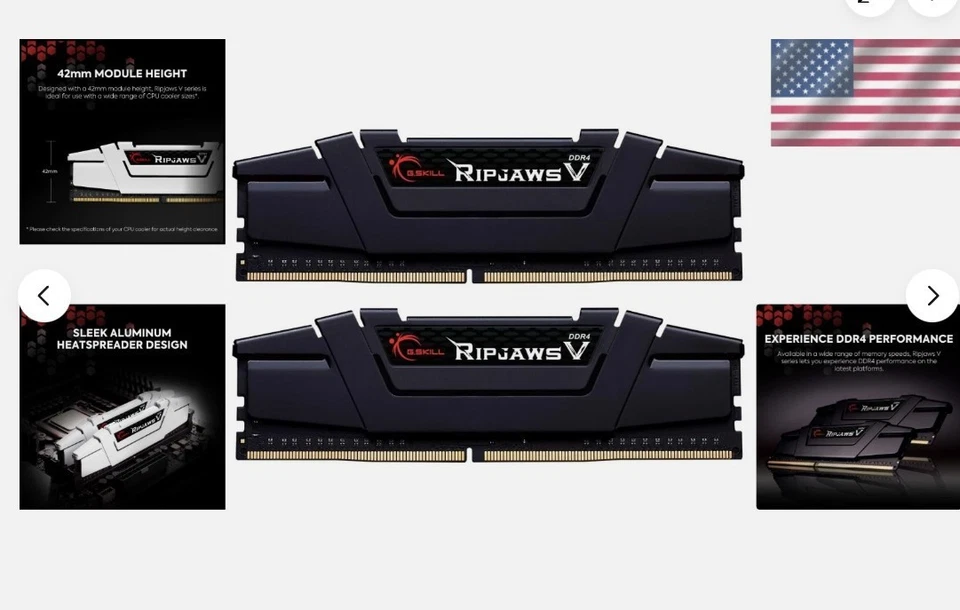 G.SKILL Ripjaws V DDR4-3000 CL15-16-16-35 1.35V 16GB (2x8GB) F4-3000C15D-16GVKB - Image 3 of 4