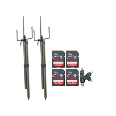 Stealth Cam Trail Camera Mount Stick 2 Pack 4 Pack Memory Card Bundle