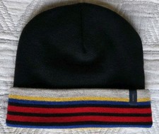 Pendleton Acadia Knit Beanie Black body Acadia National Park stripe cuff Logo