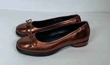 ECCO Ballet Flat Shoes Womens Size 37 EU 6.5-7 US Metallic Brown Bow Slip On