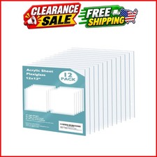 Plexiglass Sheets Acrylic Sheets 12 Pack of 12x12    0.04 Thick Clear Plastic ...