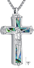 Sterling Silver Crucifix Urn Necklace for Ashes Jesus Cross Cremation Jewelry