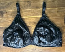 Vtg Second Skin PINK K Bra Kmart Bright Stripes Wireless 38C Shiny Silky Black