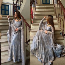 Attractive Designer Silk Anarkali Suit With Dupatta For Wedding  Party