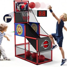 Kids Basketball Arcade Game Indoor Outdoor Hoop w/4 Balls Pump Toy Gift