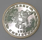 1987 Disney  Mickey's Holiday  and Minnie 1 oz 999 silver COA & box #10519