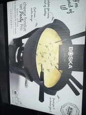 Boska Cheese Fondue Set Party Pro Cast Iron Black Pot, 37.19 fl oz