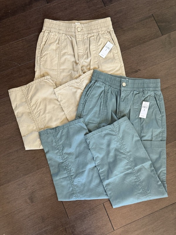 NWT GAP Kids Olive Green & Tan Cargo Pants Size 8 Utility Casual Elastic Waist