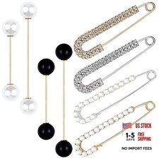 8 Pieces Retro Sweater Shawl Clips Faux Crystal Pearl Brooch Pins for Women