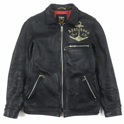 Schott Shot 3141022 Long Island Cowhide Leather Zip Up Single Rider Jacket Black