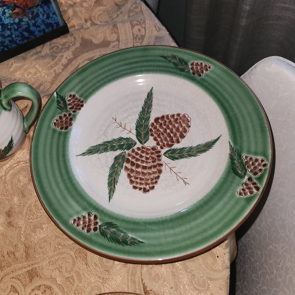 Hampton At Home Pine Cone Hampton Forge Stoneware Dinner 1Plate 5Bowls ...