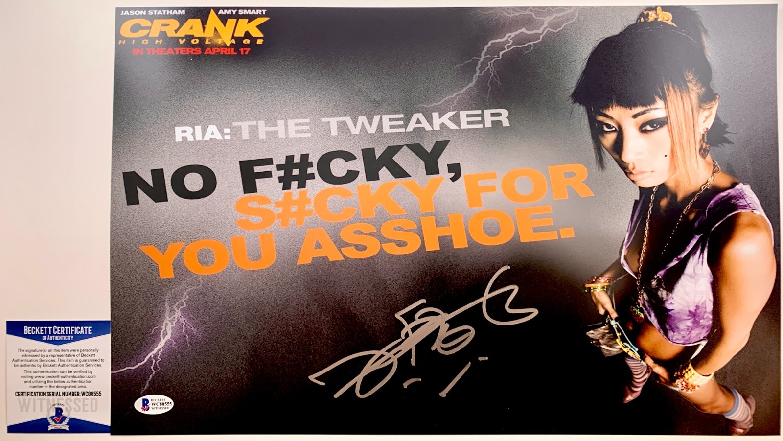Bai Ling Signed Crank 2 High Voltage 11x17 Movie Poster Autograph Beckett COA