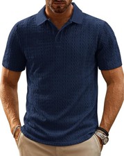New PJ Paul Jones Navy Blue Short Sleeve Collared Mens Size L Golf Polo Shirt