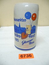 6736.   Alter Steingut Bierkrug Neumarkter Volksfest Glossner Bräu 1  L