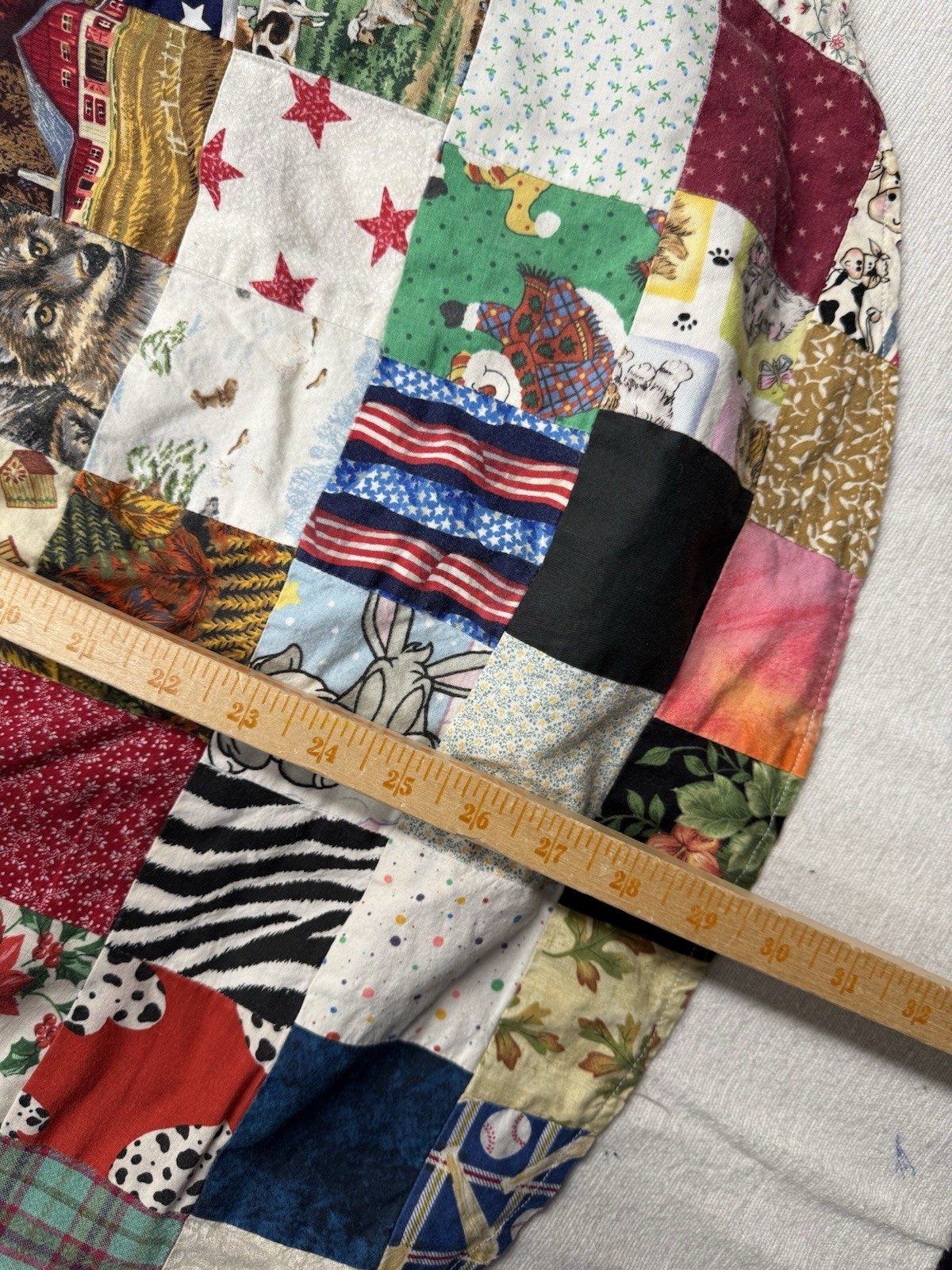 Vintage Handmade Patchwork Button Up Short sleeve… - image 9