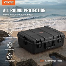 New 2.4 Cu.ft Weatherproof Hard Case with Handle Clips Padlock Holes Foam