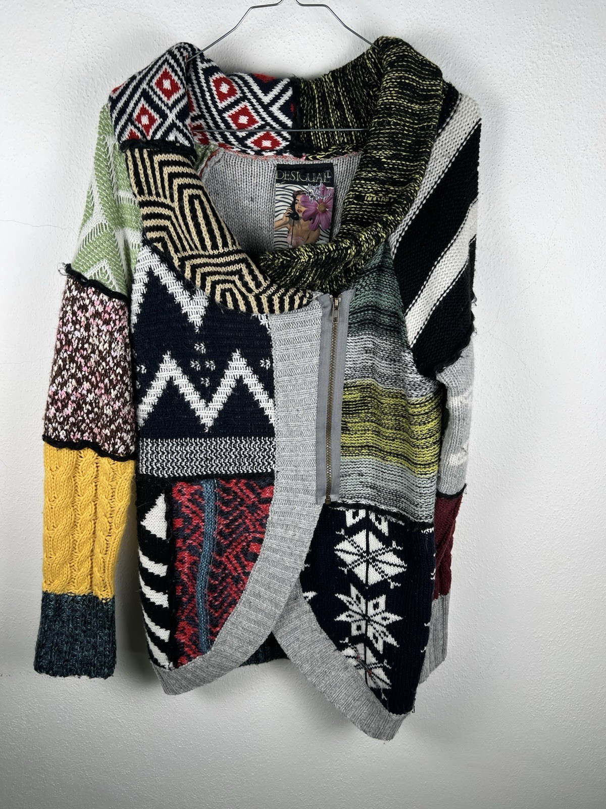 Desigual Multicolor Patchwork Patterned Knit Zip-… - image 14