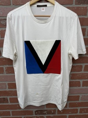 LOUIS VUITTON T-Shirt LV Tee Velvet Patch White Men (Large) STAINS