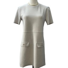 Zara Mini Dress Pockets Short Sleeve Casual Mod Style Beige Size S