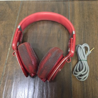 Red Beats Mixr DJ On-Ear Headphones w/Generic Audio Cord | Needs New Ear Cushion