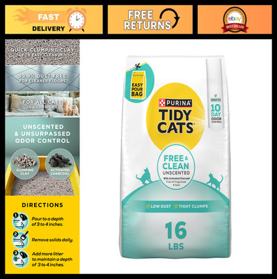 Clumping Cat Litter for Multiple Cats - Odor Control, Unscented, 16 lb Bag