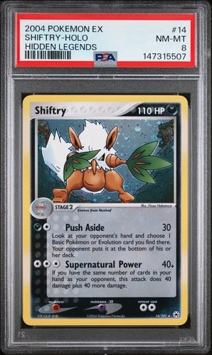 2004 POKEMON EX HIDDEN LEGENDS #14 SHIFTRY-HOLO PSA 8