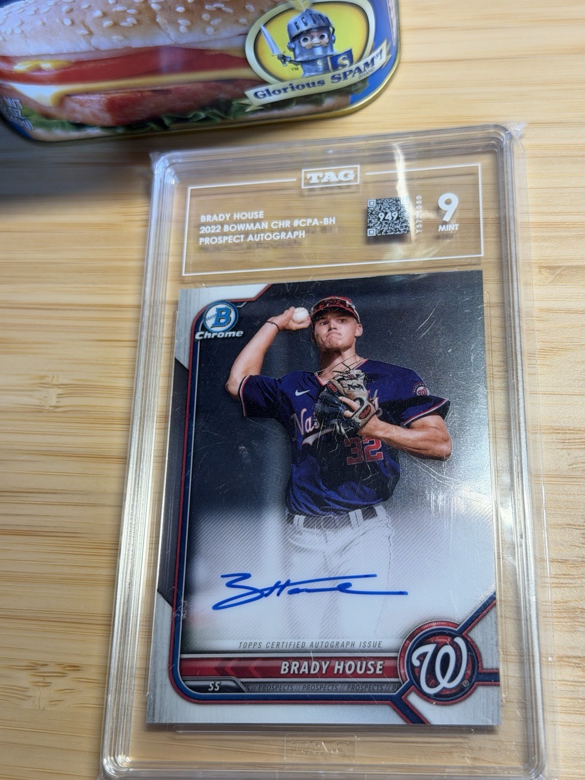 BRADY HOUSE 2022 BOWMAN CHROME #CPA-BH PROSPECT AUTO NATIONALS TAG 9