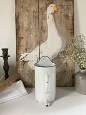 226⚜️ Décoration Ancien Broc Pot De Lavement en Tôle Émaillée 2 Litres Vintage