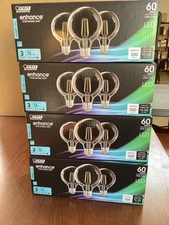 NEW 12PK 60W Equivalent G25 Globe Dimmable Filament Clear E26 LED Edison Bulb C8