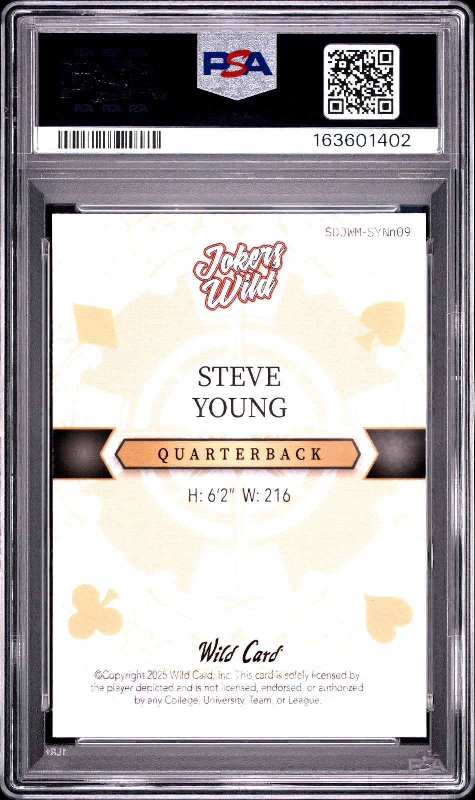 2025 WILD CARD 5 CARD DRAW STACKED DECK JOKERS WILD STEVE YOUNG 1/1 PSA 10 view 2