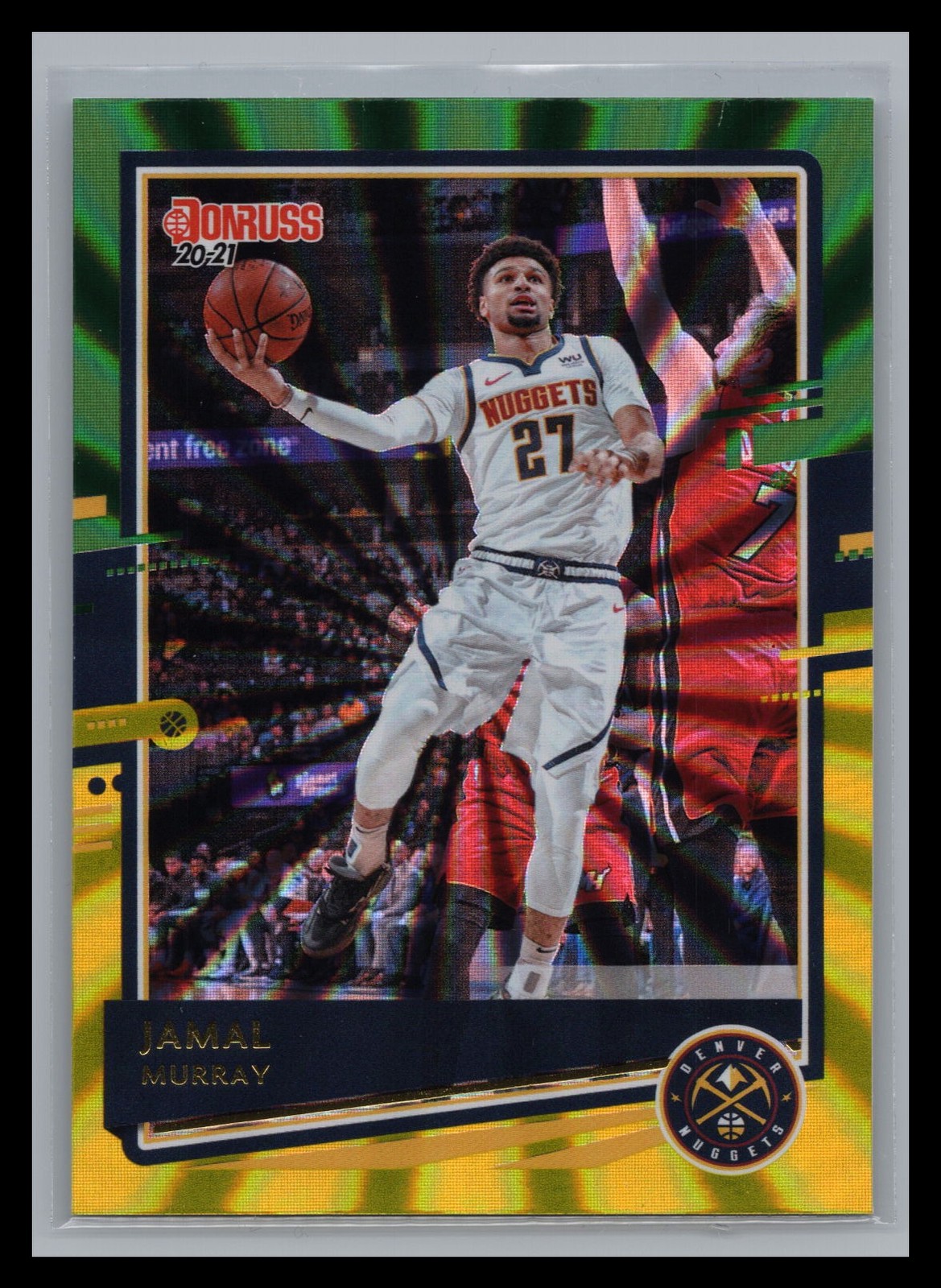 2020-21 Donruss #96 Jamal Murray Holo Green & Yellow Laser Nuggets
