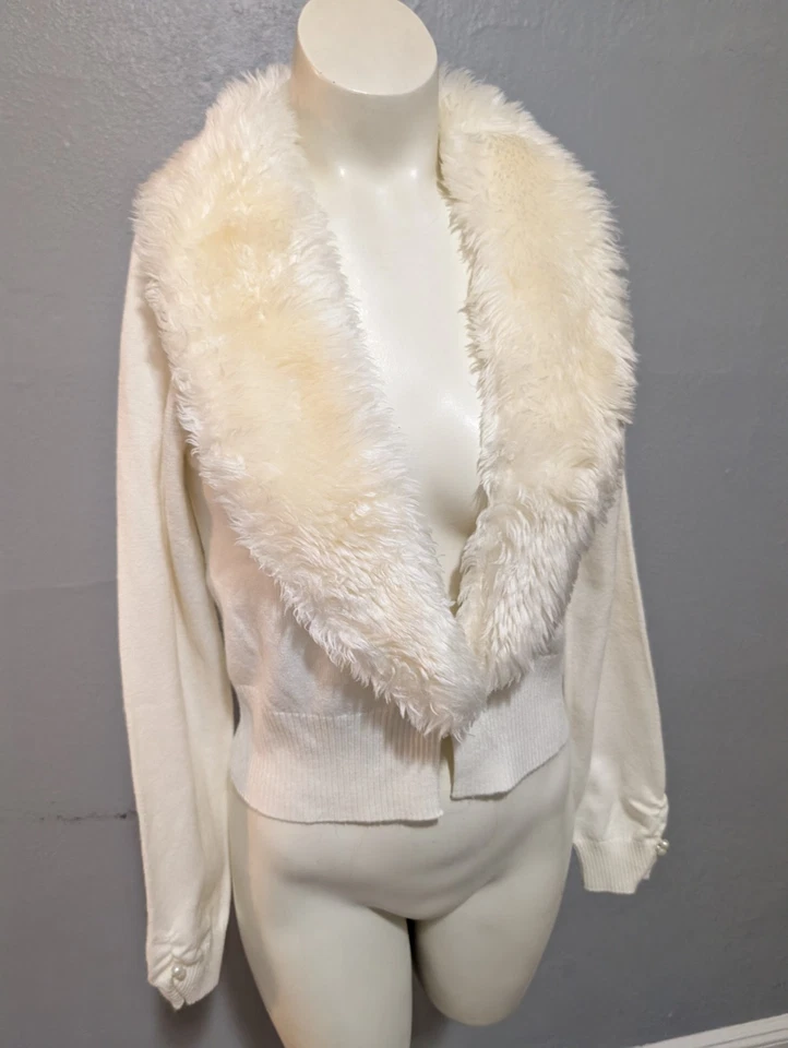 Cárdigan de colección años 90 Fuzzy Club L piel sintética recortado despistado coqueta núcleo de hadas Foto 2 de 4