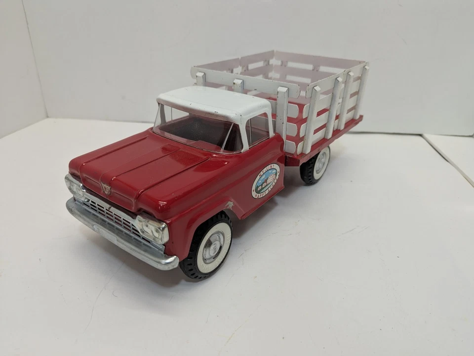 Vintage Nylint #4700 1960 Ford F Series Red Happy Acres Stake Truck   *Original* - Image 2 of 4