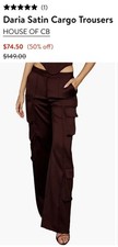 Daria House Of Cb Satin Wide Leg Trousers Size 0 Brown