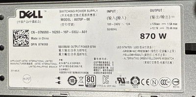 Dell PowerEdge 870W Server Power Supply Model A870P-00 DP/N 0YFG1C