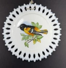 Vintage Westmoreland Milk Glass Oriole Bird Plate With Reticulated Edge 7.25”