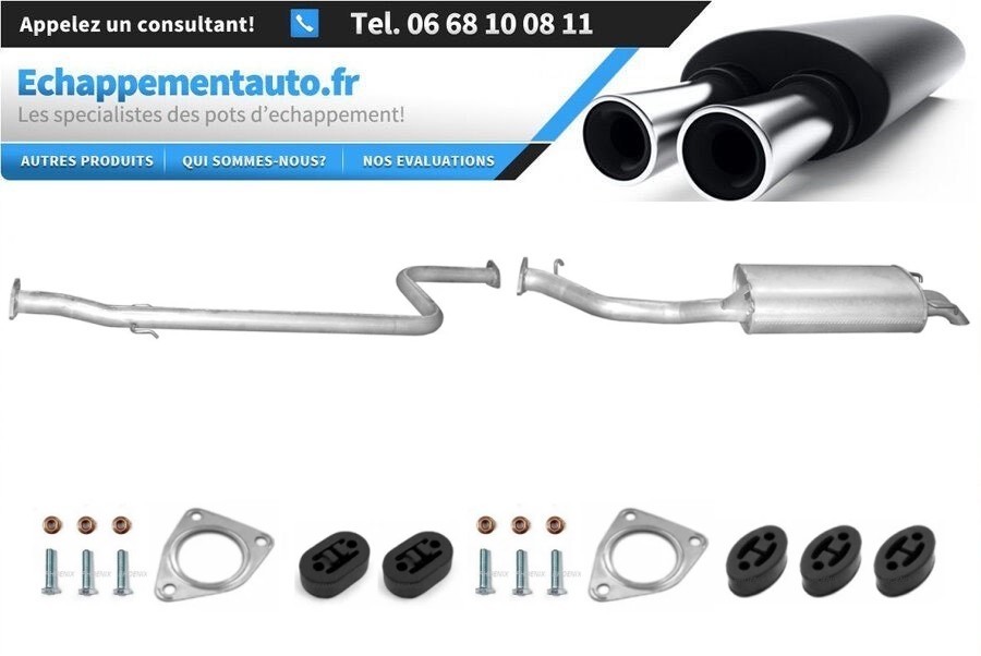 Échappement Honda Accord V 2.0 TDI 1996-1998 avec tube central et silencieux en acier