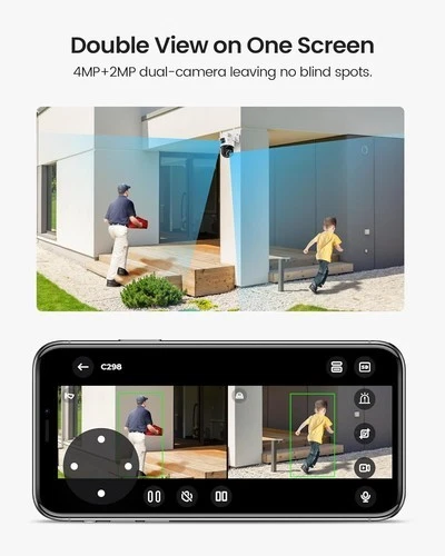 ZOSI 6MP WLAN Überwachungskamera Außen Dual Linse 4MP+2MP Personenerkennung Ton - Bild 2 von 4