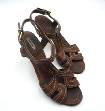 Miu Miu Sandali Zeppa in Pelle Marrone Piattaforma EU 38.5 UK 5.5 Italia