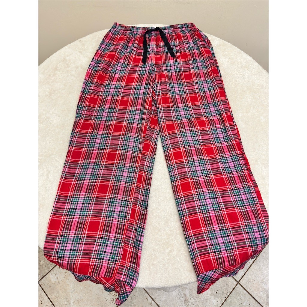 NWT Victoria's Secret Pajama Pants Women M Plaid Multicolor Drawstring Cozy NEW!