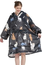 Oversized Hoodie Wearable Blanket Sweatshirt Comfortable Sherpa Lining Warm Blan