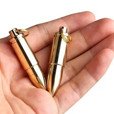 Keychain Pill Holder, Portable Solid Brass Waterproof Pill Box Container for ...