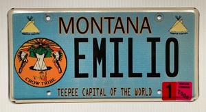 CROW INDIAN TRIBE LICENSE PLATE TEEPEE MONTANA 2005 LICENSE PLATE EMILIO "LUCKY"