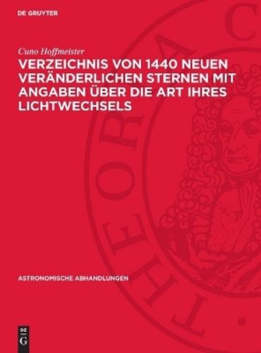 Cuno Hoffmeiste Verzeichnis Von 1440 Neuen Veränderlichen Sternen Mit (Hardback)