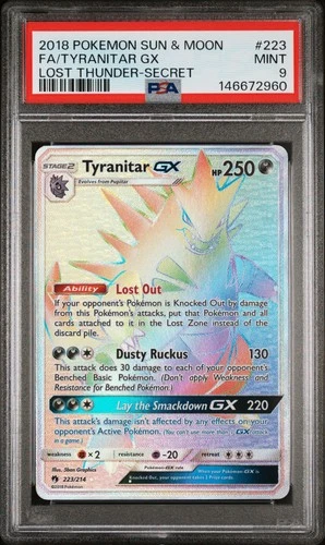 Pokemon Card PSA 9 Tyranitar GX 223/214 Lost Thunder